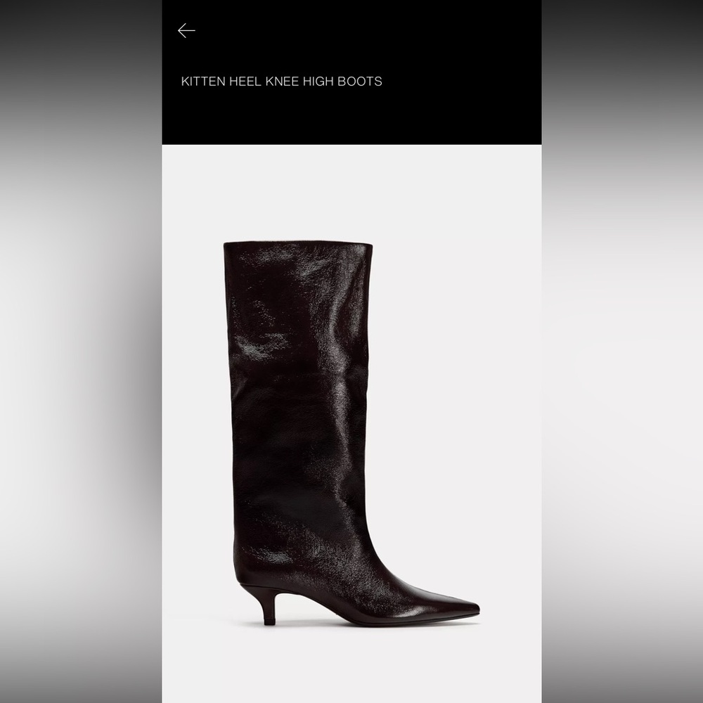 Zara Burgandy Kitten Heel Knee High Boots
